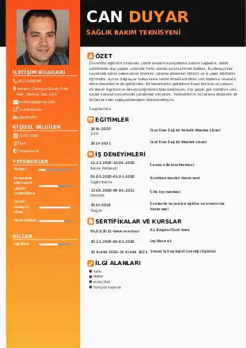 Hasta Bakıcı Cv Örnekleri cv indir